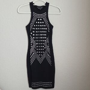 Express Black and Silver Bodycon Mini Dress